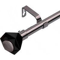 19mm Extendable Metal Curtain Pole with Diamond Finials - Black Nickel / 210 - 320 cm