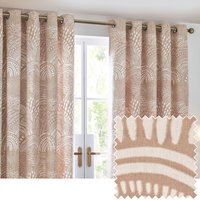 Set of 2 Nola Abstract Cotton Eyelet Curtains - Oat / 117cm / 183cm - image 1