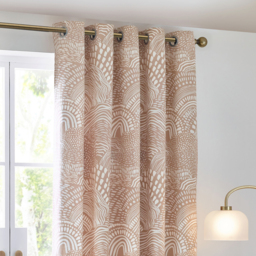Set of 2 Nola Abstract Cotton Eyelet Curtains - Oat / 117cm / 183cm - thumbnail 4