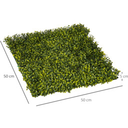 Outsunny 12PCS Artificial Boxwood Wall Panels 50cm x 50cm - Yellow-green - thumbnail 2