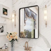 Rectangular Metal Frame Explosion-Proof Wall Mirror - Black - thumbnail 1