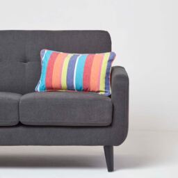 Homescapes Cotton Multi Coloured Stripe Cushion Cover - Multi Colour / 50cm - thumbnail 4