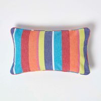 Homescapes Cotton Multi Coloured Stripe Cushion Cover - Multi Colour / 50cm - thumbnail 1