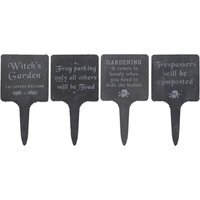 Set of 4 Slate Gothic Garden Signs - Black