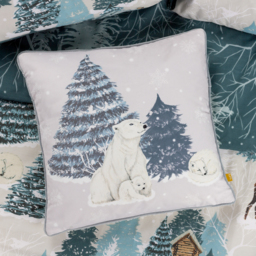 Arcticus Polar Bear Fleece Cushion - Blue / Feather - thumbnail 4
