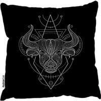 Zodiac Taurus Geometric Outdoor Comfy Cushion - Black / 60cm - thumbnail 1