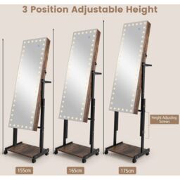 Angle-Adjustable Jewellery Armoire - Brown - thumbnail 3
