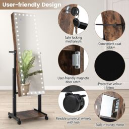 Angle-Adjustable Jewellery Armoire - Brown - thumbnail 5