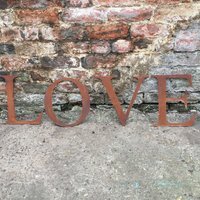 LOVE Rusty Metal Letters Sign Christmas Mantle Decoration  - Rusted