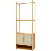 Freestanding Wooden Clothes Rack with Cabinet - Wood