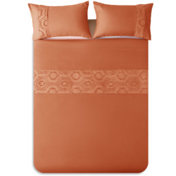 Tufted Panel Easycare Duvet Set - Orange / Single - thumbnail 4