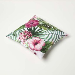 Botanical Flower Outdoor Cushion 45 x 45 cm, Set of 2 - Green & Pink - thumbnail 2