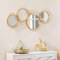 HOMCOM Modern Wall Art with Mirror Wall Sculpture Decor for Living Room - Gold tone