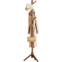 Wooden Coat Stand Stand With 8 Hooks - Brown / Brown