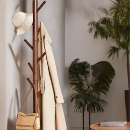 Wooden Coat Stand Stand With 8 Hooks - Brown / Brown - thumbnail 5