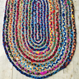 Multi Cotton Chindi  Jute Oval Rug  - Multicoloured - thumbnail 5