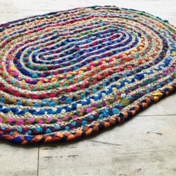 Multi Cotton Chindi  Jute Oval Rug  - Multicoloured - thumbnail 3