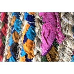 Multi Cotton Chindi  Jute Oval Rug  - Multicoloured - thumbnail 4