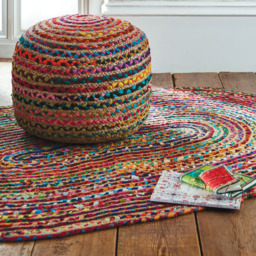 Multi Cotton Chindi  Jute Oval Rug  - Multicoloured - thumbnail 2