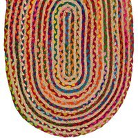 Multi Cotton Chindi  Jute Oval Rug  - Multicoloured - thumbnail 1