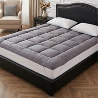 Comfortable Quilted Mattress Topper - Light Grey / 200cm / Single