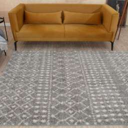 The Rugs Berber Moroccan Design Patterned Shaggy Rug - Grey / 290cm / 200x290cm - thumbnail 2
