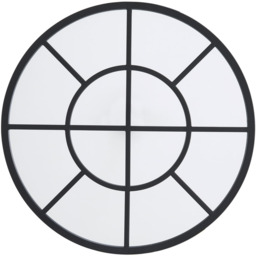 Window Style Glass Wall Mirror Crossed Double Circle with Metal Frame - Black / 50cm - thumbnail 2