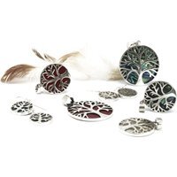 Tree of Life Silver Pendant with Coral Effect, Spiritual Unique Jewelry - Maroon