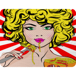 Pop Art Young Woman Eating Spaghetti Blanket - Red - thumbnail 2