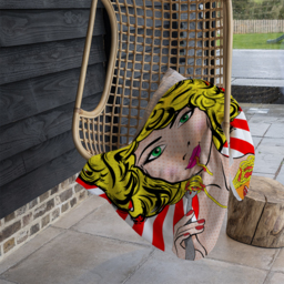 Pop Art Young Woman Eating Spaghetti Blanket - Red - thumbnail 4