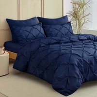 Elegant Pintuck Duvet Cover Set - Navy / Single - image 1