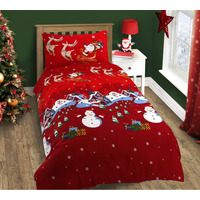 Colourful Fun Santa And Friends Duvet Set - Red / Double