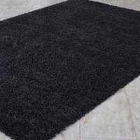 Soft Thick Luxury Modern Shaggy Rug Black - Black / 60cm x 110cm