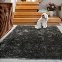 Cosy Charcoal Luxury Shaggy Rug - Black / 80cm