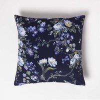Floral Midnight Garden Purple Filled Velvet Cushion - Purple - thumbnail 1