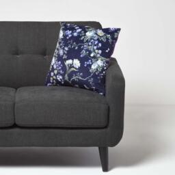 Floral Midnight Garden Purple Filled Velvet Cushion - Purple - thumbnail 3