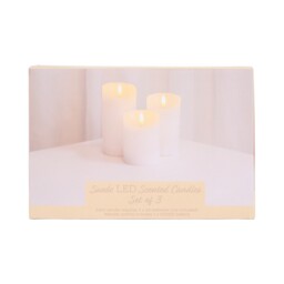 Set of 3 Suede LED Scented Candles - White - thumbnail 3