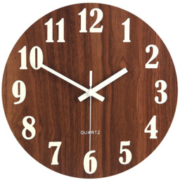 Wooden Luminous Quartz Non-Ticking Clock - Brown - thumbnail 2