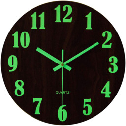 Wooden Luminous Quartz Non-Ticking Clock - Brown - thumbnail 3