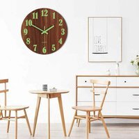 Wooden Luminous Quartz Non-Ticking Clock - Brown - thumbnail 1