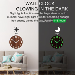 Wooden Luminous Quartz Non-Ticking Clock - Brown - thumbnail 5