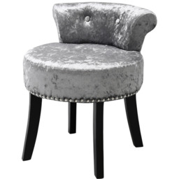 Velvet Dressing Table Chair Makeup Stool - Silver Grey - thumbnail 3