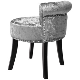 Velvet Dressing Table Chair Makeup Stool - Silver Grey - thumbnail 5