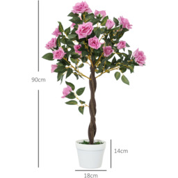 Outsunny Artificial Rose Tree - Orange and Set of 2 / 3.5kg - thumbnail 3