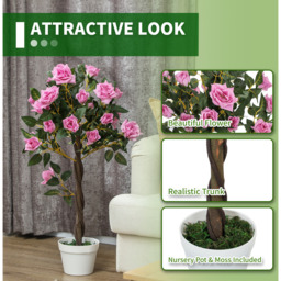 Outsunny Artificial Rose Tree - Orange and Set of 2 / 3.5kg - thumbnail 5