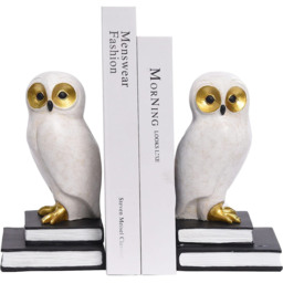 Wise Owl Decorative Bookends Set - White - thumbnail 4