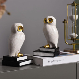 Wise Owl Decorative Bookends Set - White - thumbnail 3