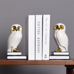 Wise Owl Decorative Bookends Set - White - thumbnail 2