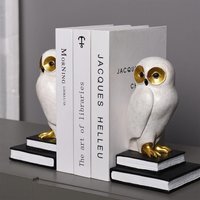 Wise Owl Decorative Bookends Set - White