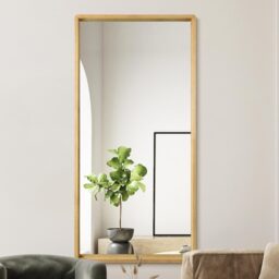 Naturalis Solid Oak Rounded Corner Lean Wall Mirror - Brown - thumbnail 2